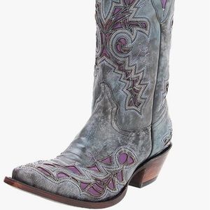 Lucchese Classic Cowgirl Gray Purple Boots